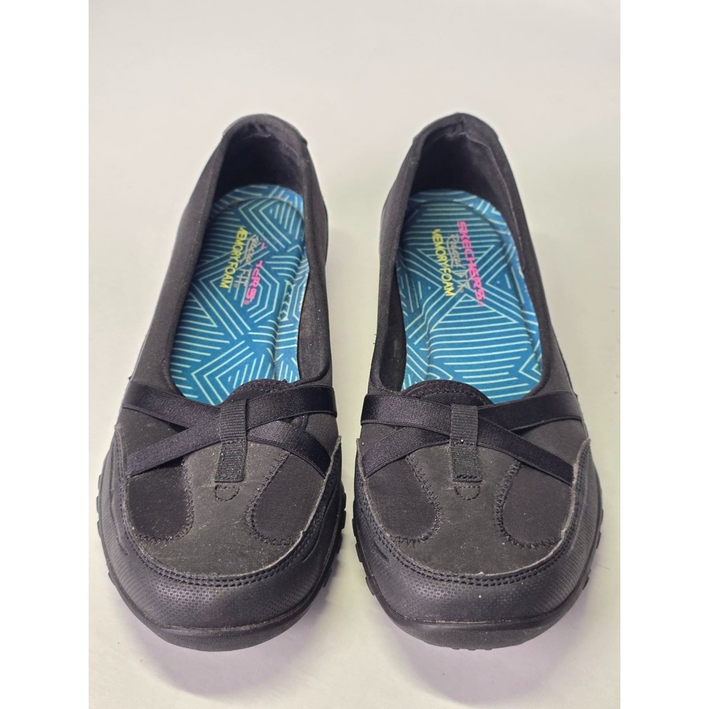 SKECHERS Relaxed Fit Women's Shoes Size 8 Black Memory Foam Slip On Ballets - Picture 6 of 11